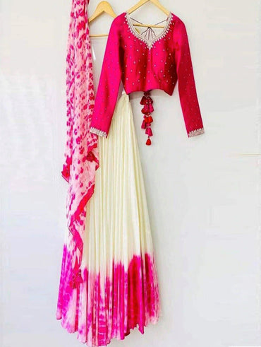 Shibori Marble Dyed Party Wear Lehenga For Girls