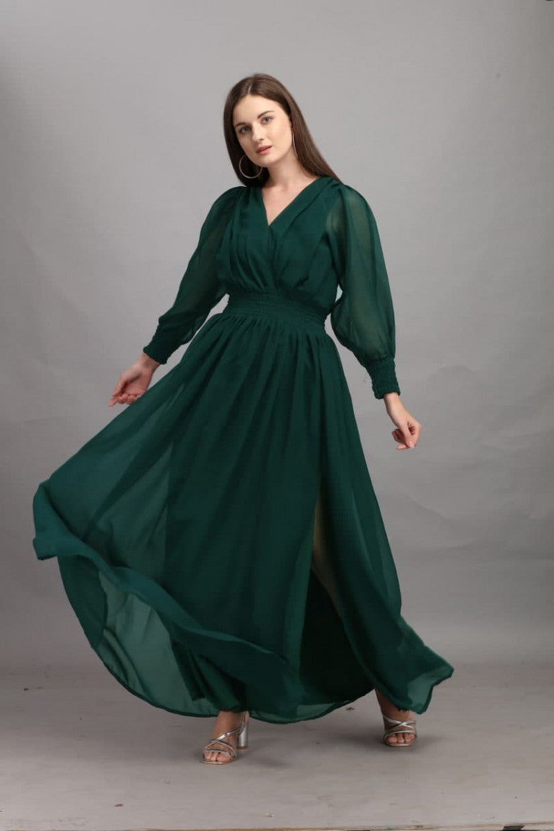 Amazing Green Color Midi Dress