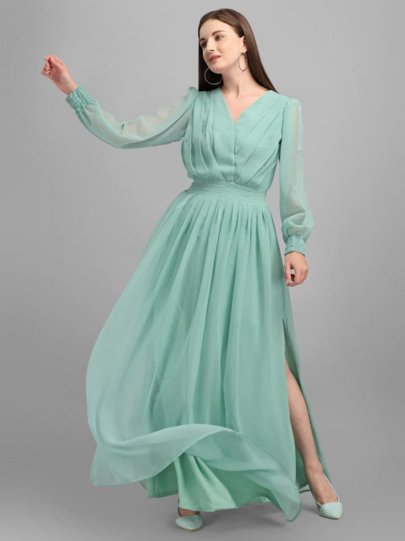 Grandiose Sea Green Color Midi Dress